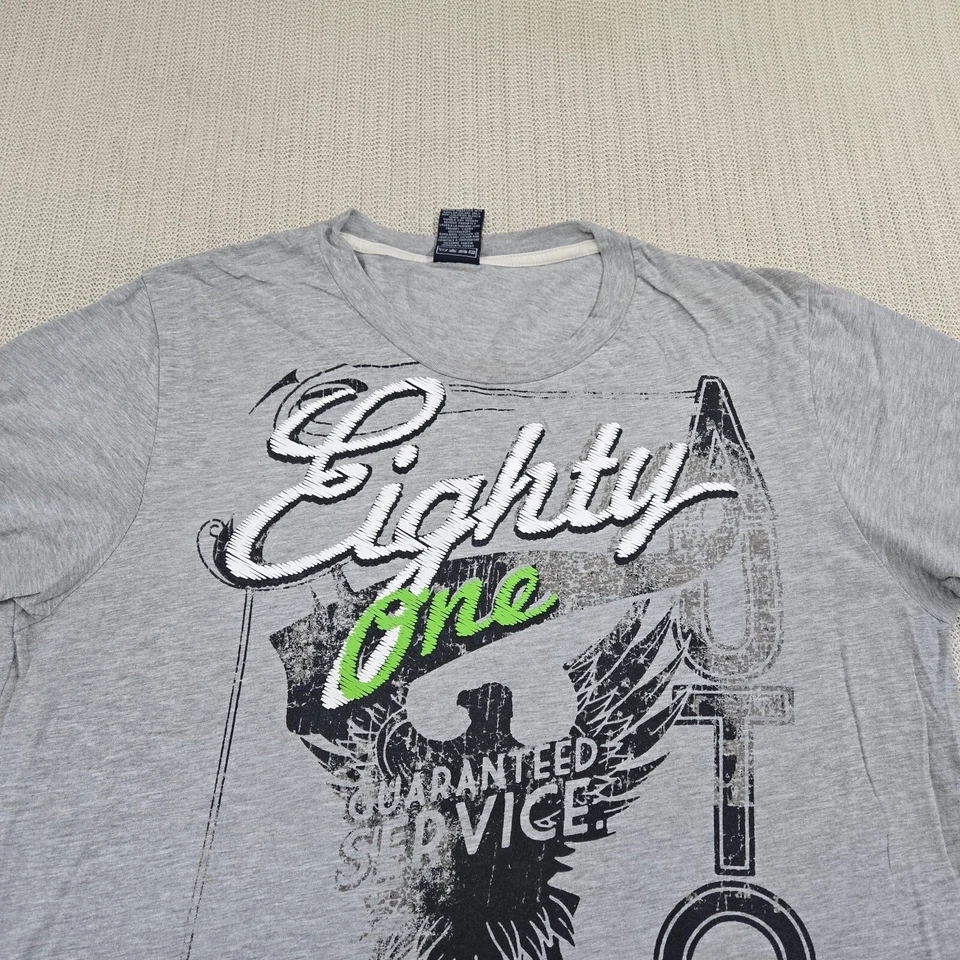 Camisa Company 81 Para Hombre Grande Gris Manga Corta Águila Rendimiento Automático Gráfico Foto 3 de 4