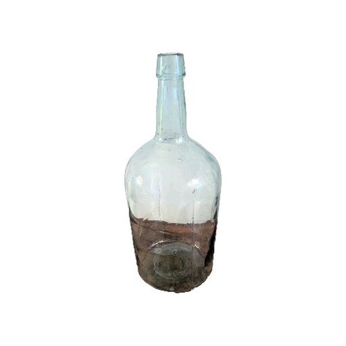 Large 15 1/2" Antique 19th Century Aqua Demijohn Bottle with applied Lip 1870s