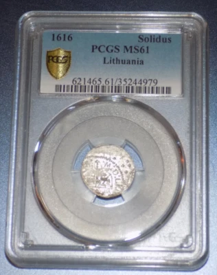 1616 PCGS MS 61 LITHUANIA 1 ONE Solidus Lithuaninian Uncirculated UNC Coin - Image 1 of 4