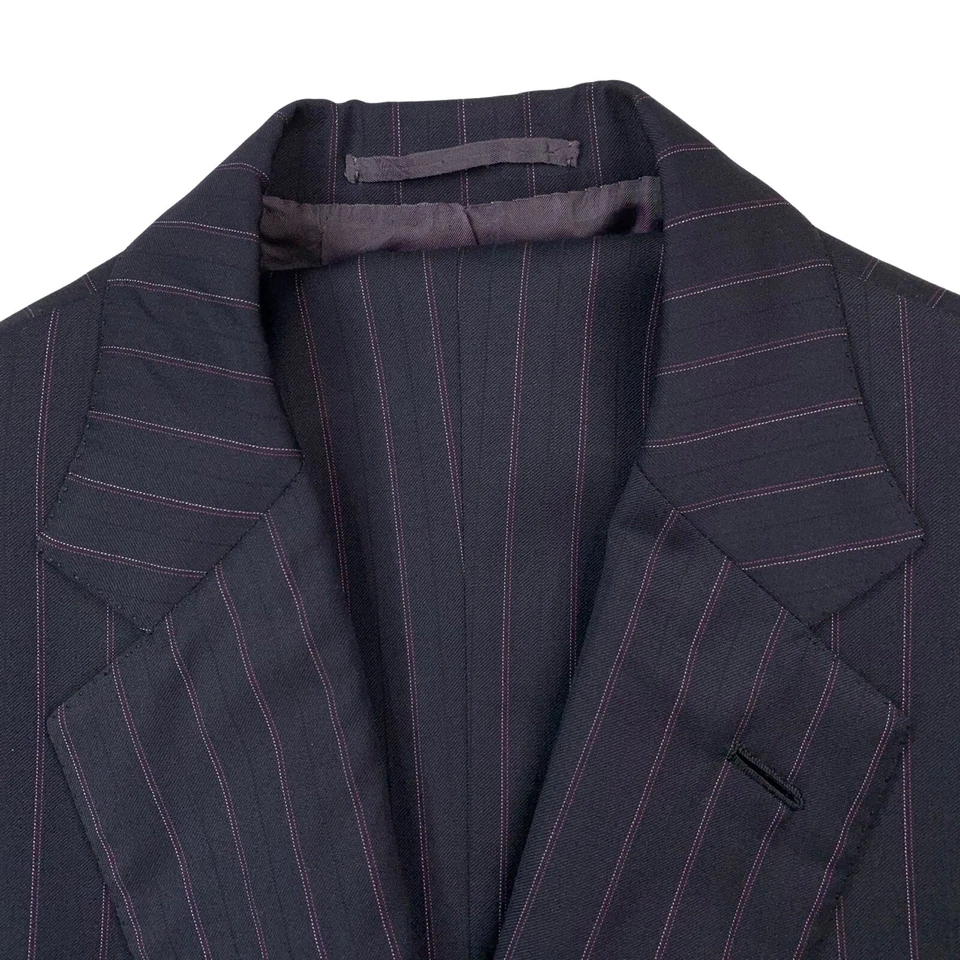 Traje de Lana Para Hombre 46 L Brioni Gris Carbón/Rosa Multi Rayas Hecho en Italia Foto 2 de 4