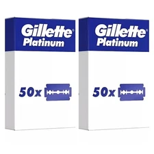 100 Gillette Platinum DE double edge safety razor shaving blades FRESH STOCK