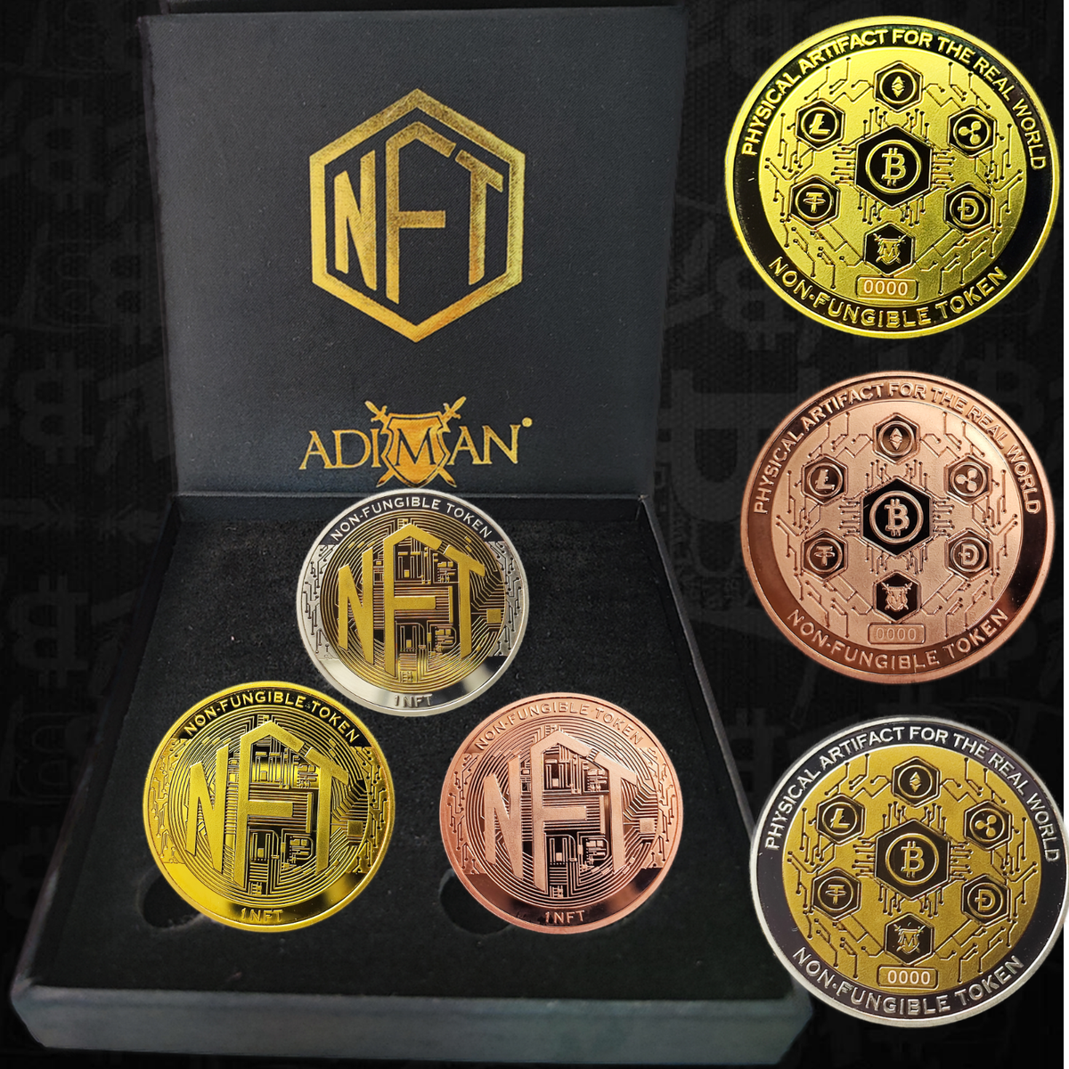 Physical Metal N FT Token 1 oz Coin Set of 3 + Box & Coin Stand crypto bit  coin | eBay