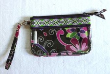 VERA BRADLEY Purple Punch Wristlet Zippered Pouch Clear Plastic/PVC Wallet EXC