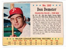 1963 Post Cereal #180, Don Demeter, Philadelphia Phillies