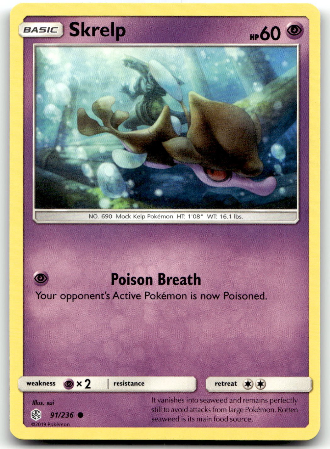 Skrelp 91/236 SM - Cosmic Eclipse Common Normal Pokemon TCG NM