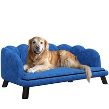 Velvet Large Dog Couch with Foam Cushioning, Soft Pearl Design Cute Dog Bed