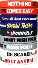 12 Pack Motivational Wristbands for Men, Women  Teens, 12X8  Silicone Bracelets