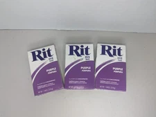 Rit All-Purpose Powder Fabric Dye Purple 1-1/8 oz - Lot of 3 Boxes