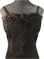 Haute Monde Sheath Dress Black Lace Bodycon Exposed Zipper SZ S Dark Romantic