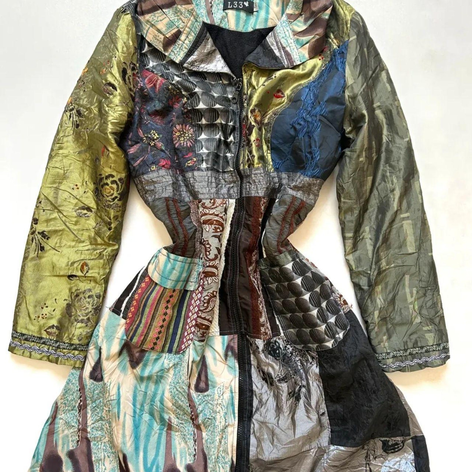 Vintage l33 long patchwork coat - image 1