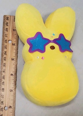 Just Born 2024 Rockstar 6  Peeps Plush Yellow Bunny Star Sunglasses Disco Singer
