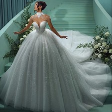 Customized Glitter Princess Wedding Dresses Bride Dress Sweetheart Beaded