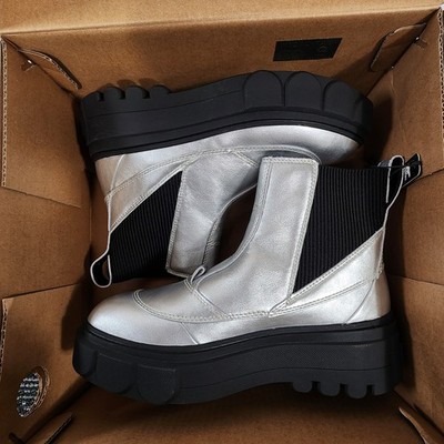 Sorel CARIBOU X Waterproof Platform Chelsea Ankle Silver Boot Women NEW