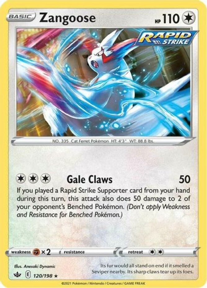 Zangoose - 120/198 - Rare (Lightly Played) Chilling Reign - Colorless Pokémon