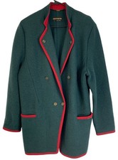 Vintage 80s Geiger Womens Austrian Green Boiled Wool Blazer Size L RGG10654