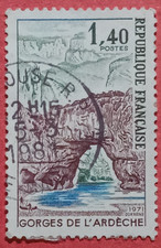 French Stamp / Timbre France Oblitere 1f 40 GORGES DE L'ARDECHE 1971  N° 1687