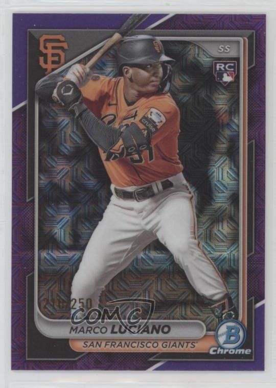 2024 Bowman Chrome Mega Box Purple Mojo Refractor 210/250 Marco Luciano #43 1k1n