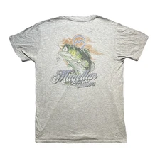 Magellan Outdoors Shirt Mens Large Gray Bass Fishing Graphic Short Sleeve