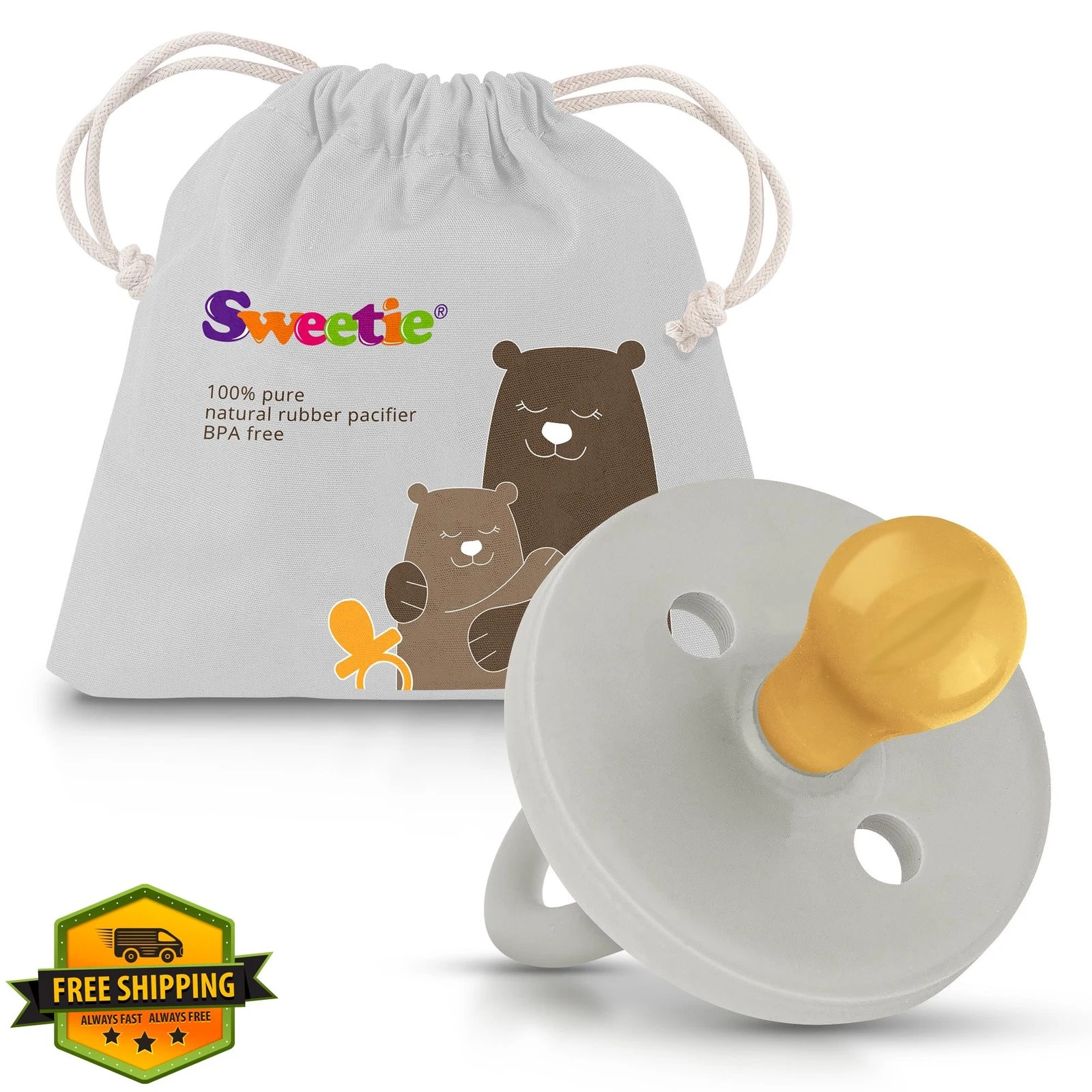 Sweetie Grey Natural Rubber Pacifier 12-18M