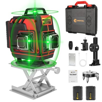 16 Line Laser Level Wasserwaage 4D 360° Kreuzlinienlaser Kit 2 Akku mit Koffer