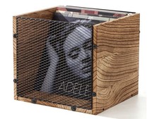 Sanmtin Vinyl Record Storage Crate,Wooden and Metal Vinyl Retro Brown 2 PCs