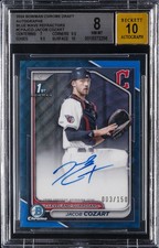 2024 BOWMAN CHROME DRAFT BLUE WAVE REFRACTORS JACOB COZART /150 BGS 8 AUTO 10