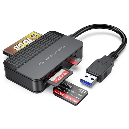 Lector de Tarjetas Compact Flash, Multi Tarjeta de Memoria 4 en 1 Lectura Simultánea 5Gbp... - Imagen 1 de 9