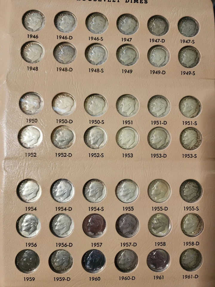 1946-2013 Roosevelt Dimes With Silver&Clad Proofs Full Album  - Image 2 of 4