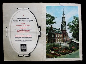 AMSTERDAM NETHERLANDS TOURISTS CITY STREET MAP 1950s HANDEL MAATSCHAPPIJ BANK