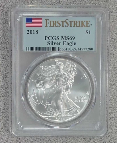 2018 BU 1 oz. .999 American Silver Eagle PCGS MS69 (280)