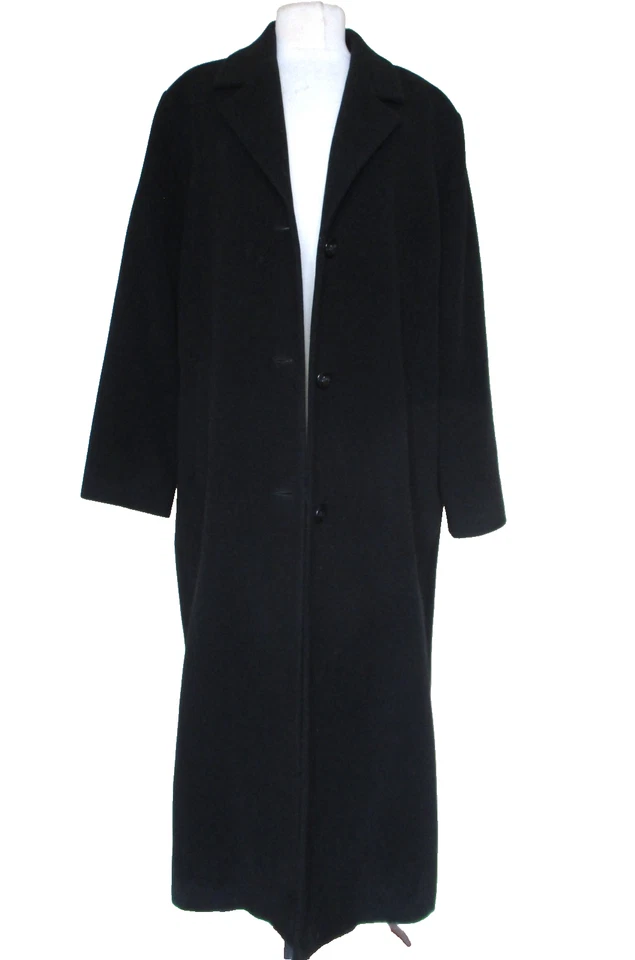KRISTEN BLAKE Black Wool Cashmere Womens 16 Overcoat Old Money Quiet Luxury - Image 2 of 4