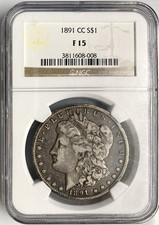 NGC F 15 1891-CC Morgan Silver Dollar (Carson City)