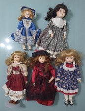 Lotto 5 Bambole di Porcellana Vintage - Stile Vittoriano - Ottime Condizioni