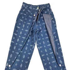 Vtg RARE Rocky Mountain Rockies Blue Native Tribal Geometric Denim Jeans 11/12