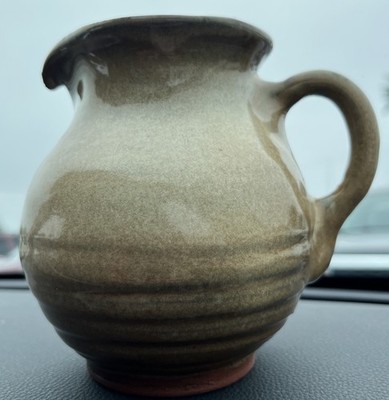1977 Signed Harding Black Lt Brown Pitcher / Creamer Pottery