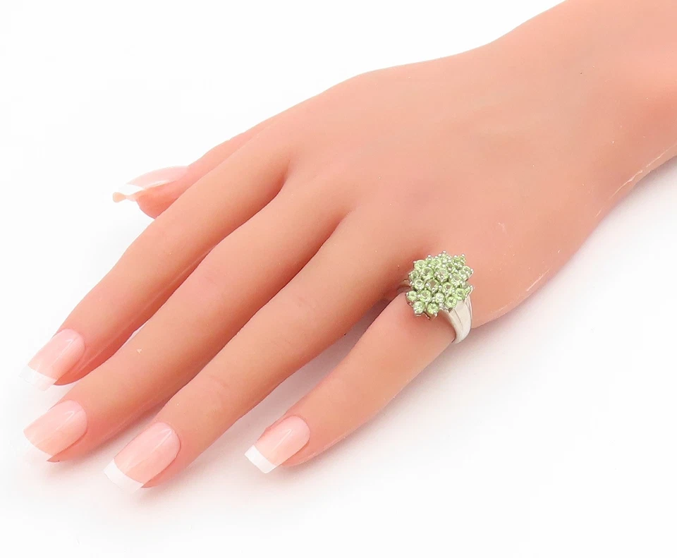 925 Sterling Silver Vintage Ring Topaz Cluster Statement Band  Sz 5.5  RG33972 - Image 3 of 4