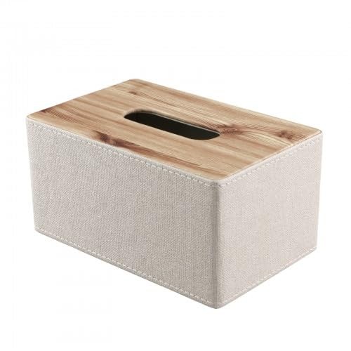 Boîte à mouchoirs en cuir véritable aspect grainé pour intérieur luxe