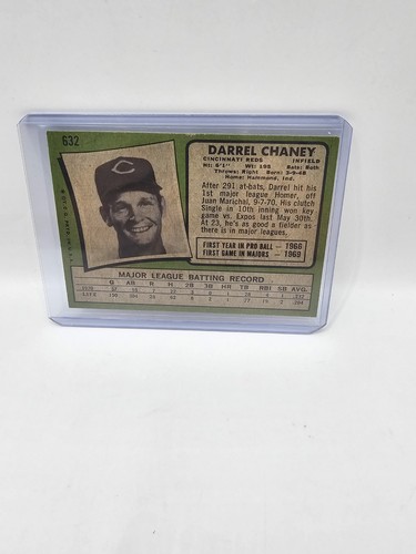 Darrel Chaney 1971 Topps Baseball #632 Cincinnati Reds - Picture 2 of 2