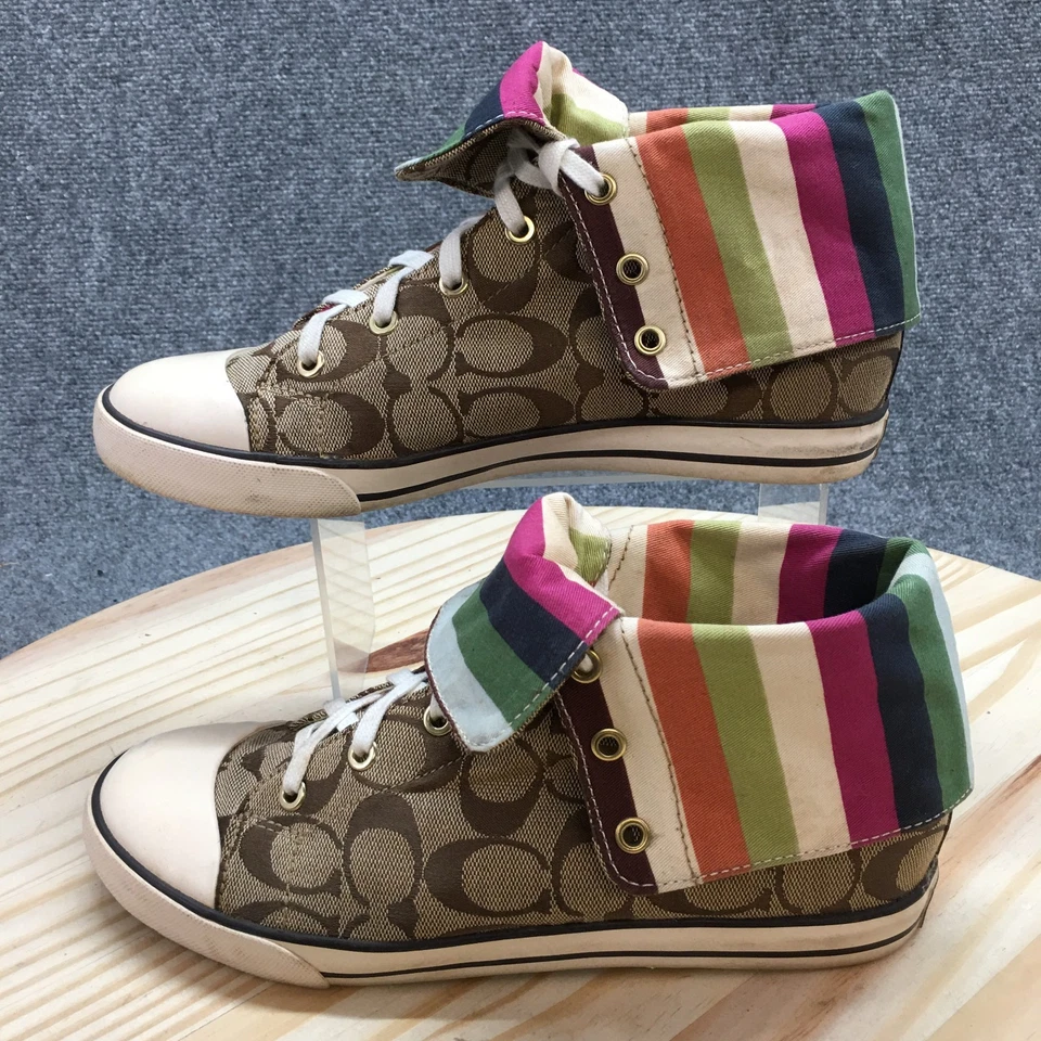 Zapatos Coach Mujer 9.5M Bonney Tenis Multicolor Con Cordones Redondos Parte Superior Alta A1283 Foto 2 de 4
