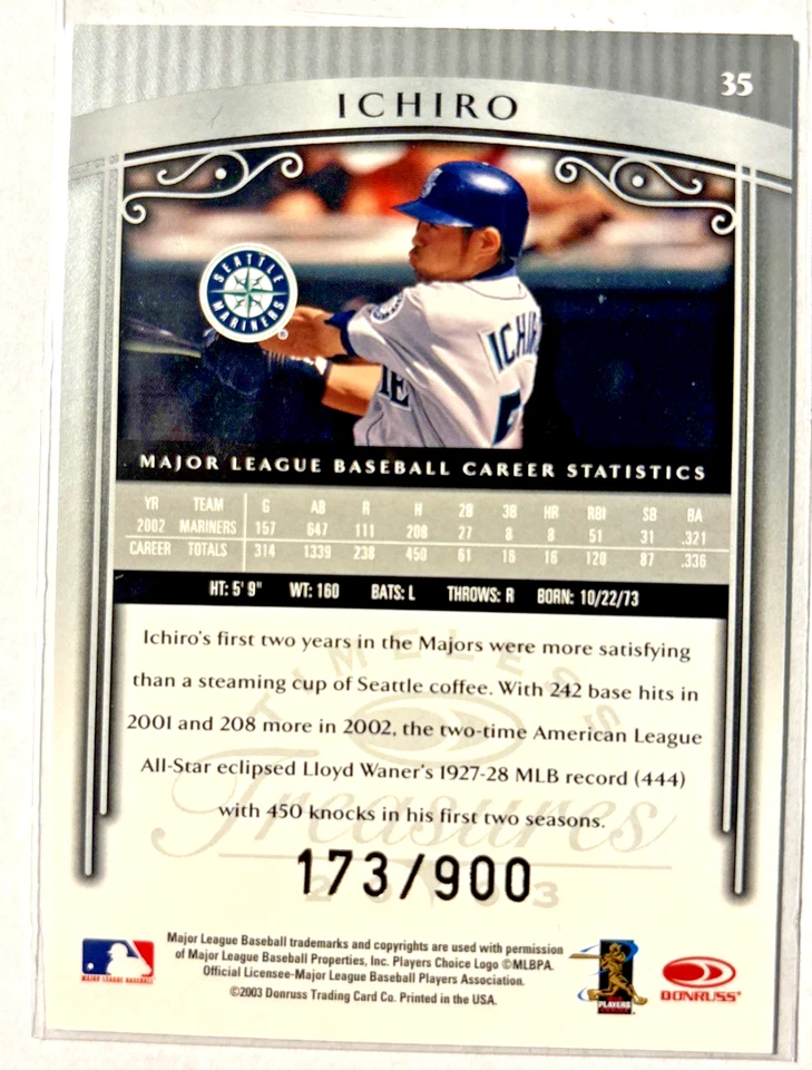 2003 Donruss Timeless Treasures - Ichiro Suzuki #35 /900 - Image 2 of 2