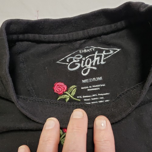 Eghty Eight Black Tshirt With Embroidered Roses - Picture 2 of 7