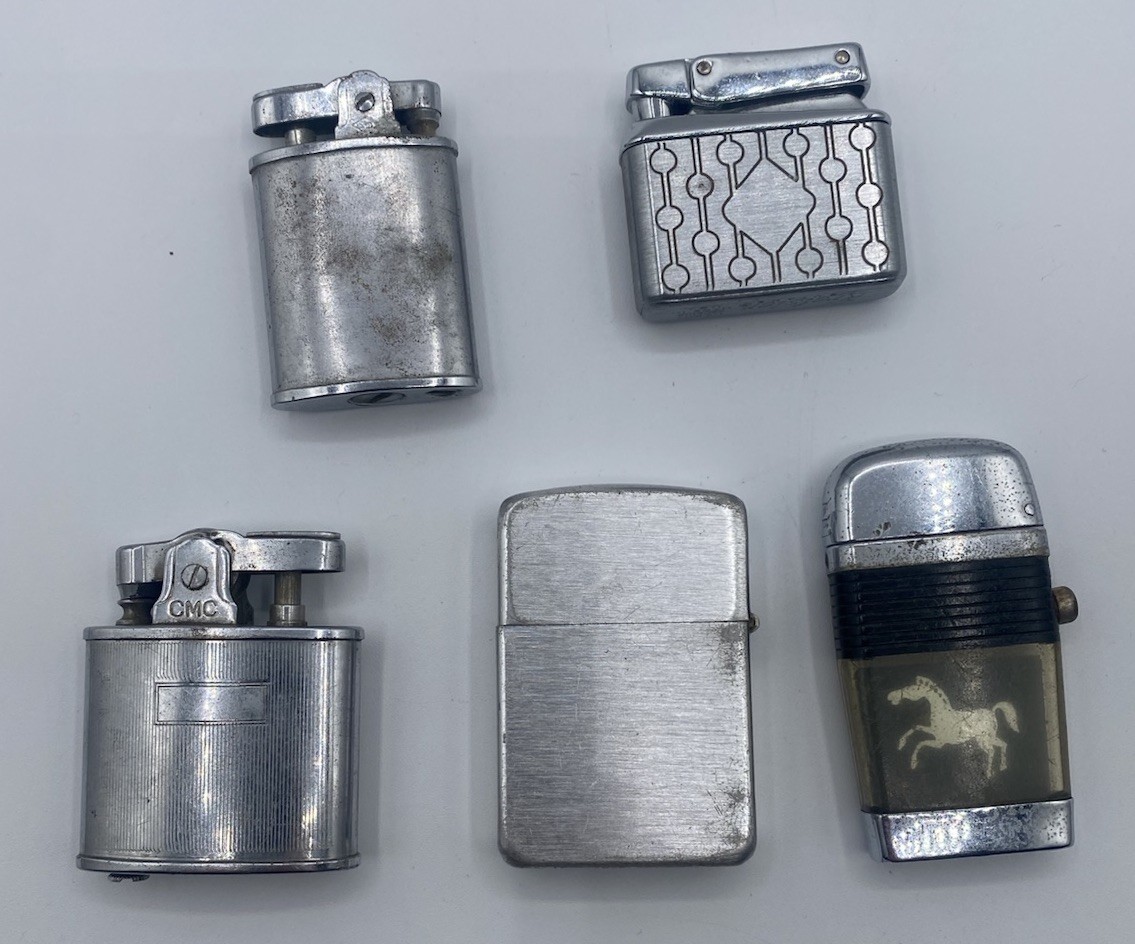 vintage cigarette lighter collectors Vintage Collection Of Assorted Cigarette Lighters Lot Of 5 Untested