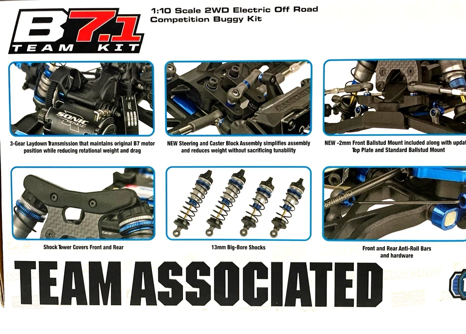 NEW 1/10 TEAM ASSOCIATED RC10B 7.1 TEAM KIT BUGGY RC KIT WORLD CHAMP 90046 - image 2 of 4
