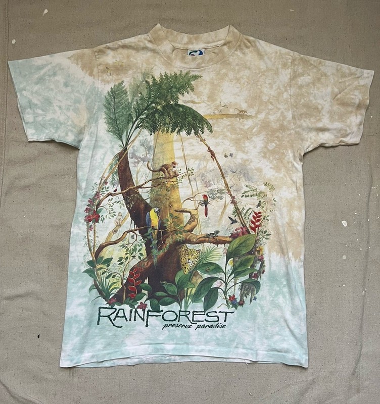 Vintage Liquid Blue Rainforest Preserve Paradise T-Shirt Men’s L Single Stitch