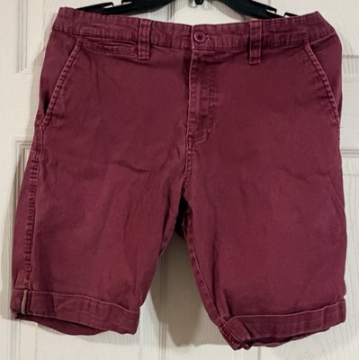 Airwalk Men s Merlot Stretch Chino Shorts Size 32 Flat Front With Cuff Leg