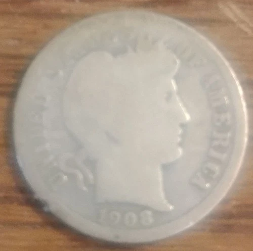 1908 D Barber Dime 10C 90% Silver***Better Date*** Over 100 Years Old Nice