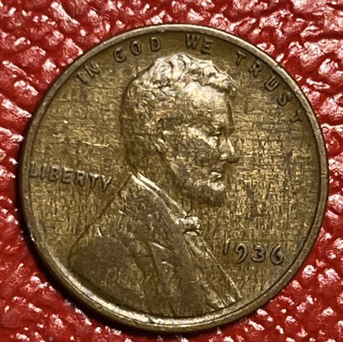Moneda de error Lincoln Wheat Cent 1936 madera grano aleación inadecuada mezcla - Imagen 3 de 8