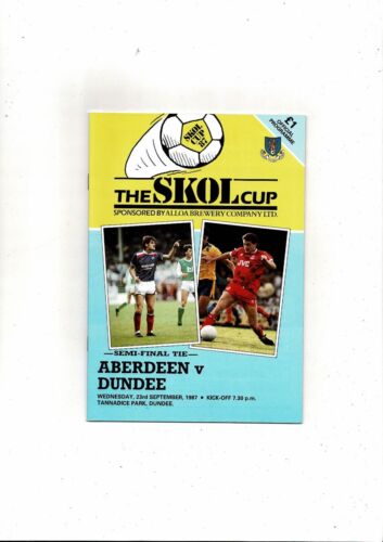 1987/88 Aberdeen v Dundee Scottish League Cup Semi Final Football Programme
