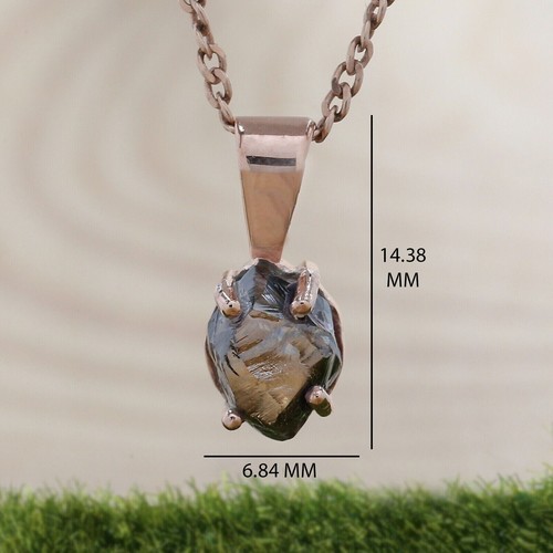 2.08 Ct Rough Brown Color Diamond Pendant 14K Rose Gold Engagement Gift Pendant - Picture 8 of 9