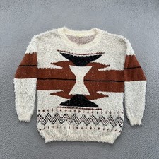 Gianni Bini Knit Fuzzy Soft Pullover Aztec Sweater Long Sleeve Dress Size Medium